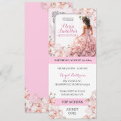 Pink Mis Quinceanera VIP Zugang Einladung (Vorne/Hinten)