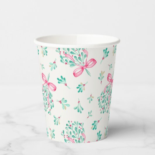 Pink Mistletoe Babydusche Papiertassen Pappbecher (Links)