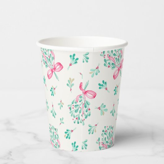 Pink Mistletoe Babydusche Papiertassen Pappbecher (Rechts)