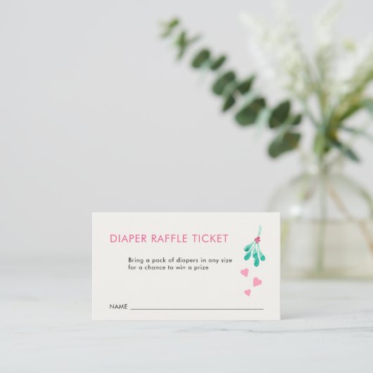 Pink Mistletoe Babydusche Windelwaschkarte Begleitkarte (Stehend Vorderseite)