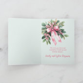 Pink Mistletoe Frohe Weihnachtsfotokarte Feiertagskarte (Innenseite)