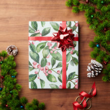Pink Mistletoe Vintage Weihnachtswrapping Papier