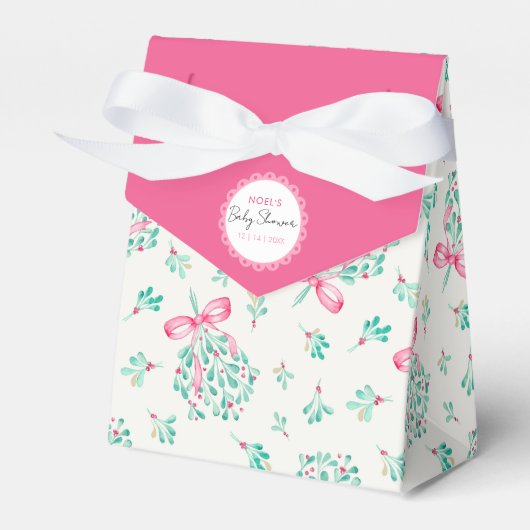 Pink Mistletoe Winter Baby Shower Fevor Box Geschenkschachtel (Vorderseite)