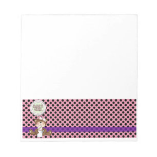 Pink mit Black Polka Dots Girl Teddy Bear Notizblock