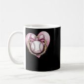 Pink mit Bow und Herz - Niedliche Softball-Ästheti Kaffeetasse (Links)