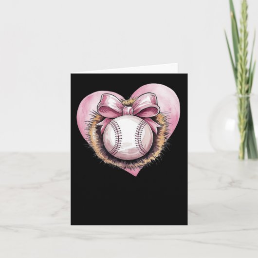 Pink mit Bow und Herz - Niedliche Softball-Ästheti Karte (Vorderseite)