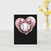 Pink mit Bow und Herz - Niedliche Softball-Ästheti Karte (Gelbe Blume)