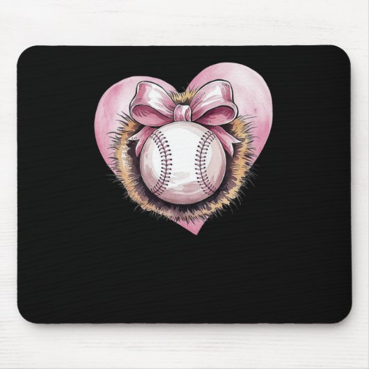 Pink mit Bow und Herz - Niedliche Softball-Ästheti Mousepad (Vorne)