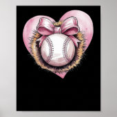 Pink mit Bow und Herz - Niedliche Softball-Ästheti Poster (Vorne)