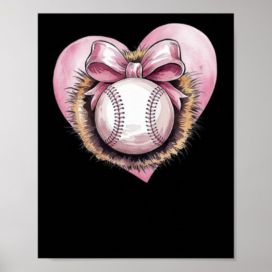 Pink mit Bow und Herz - Niedliche Softball-Ästheti Poster (Vorne)