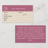 Pink Mit Monogramm Eyelet Business Card Visitenkarte (Vorne/Hinten)