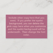 Pink Mit Monogramm Eyelet Business Card Visitenkarte (Rückseite)