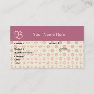 Pink Mit Monogramm Eyelet Business Card Visitenkarte
