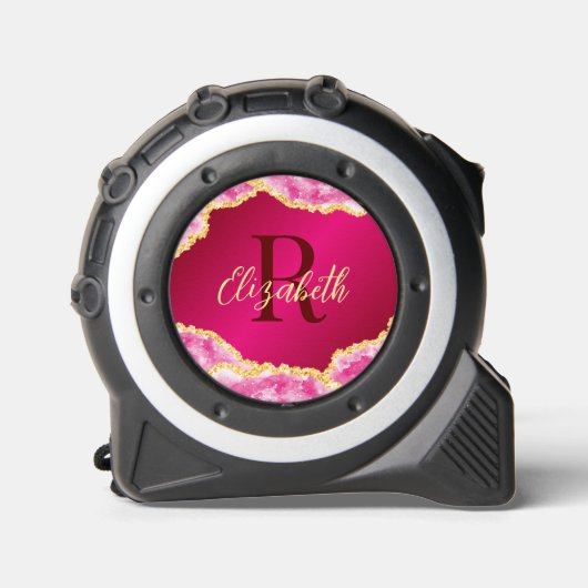Pink Mit Monogramm Girly Maßband (Vorderseite)