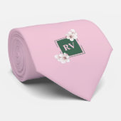 Pink Mit Monogramm Wild Cherry Blossom Krawatte (Gerollt)