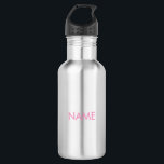 Pink mit Namen, minimalistischem Text Edelstahlflasche<br><div class="desc">Mit Namen,  Text minimalistisch rosa Edelstahl-Wasserflasche</div>