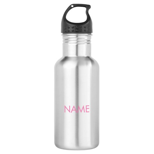 Pink mit Namen, minimalistischem Text Edelstahlflasche (Vorderseite)