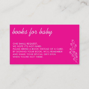 Pink mit Tiny White Blume "Books for Baby" Begleitkarte