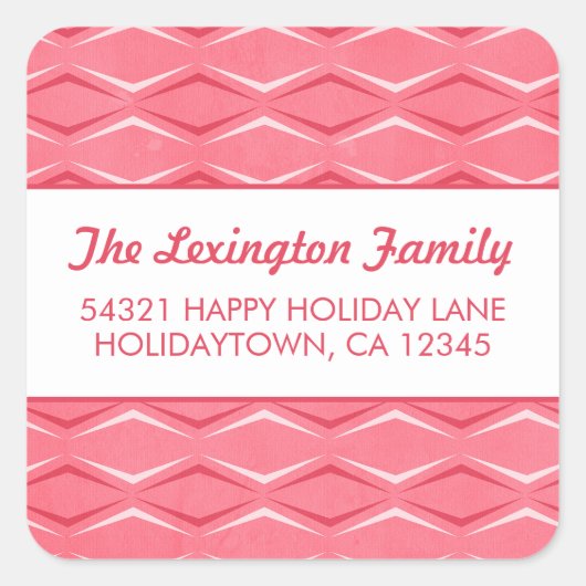 Pink Mitte Jahrhundert Moderne Urlaubsadresse Quadratischer Aufkleber (Vorderseite)