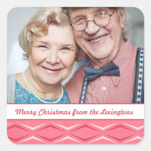 Pink Mitte Jahrhundert Modernes Weihnachtsfest Fot Quadratischer Aufkleber