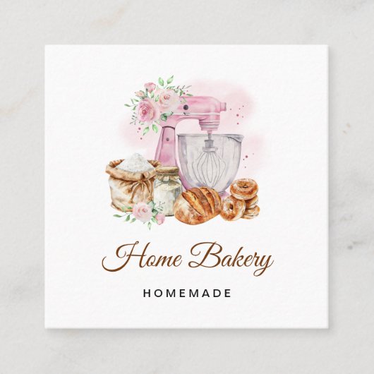 Pink Mixer Sourdough Brot Bäckerei Quadratische Visitenkarte (Vorderseite)