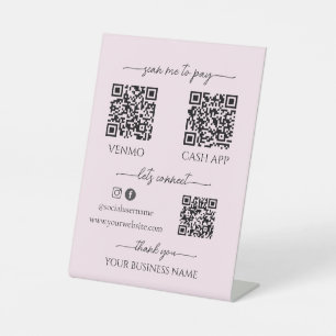 Pink Mobile Kassen Geschäft QR-Code Tischständer Sockelschild