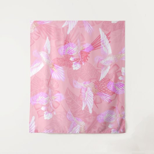 Pink Mockingbird Chinoiserie Muster Wandteppich (Vorderseite)