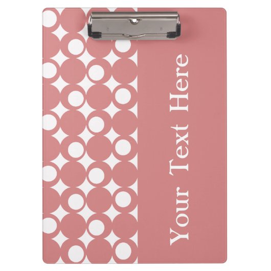 Pink Mod Ball Design mit benutzerdefiniertem Text Klemmbrett (Vorderseite)