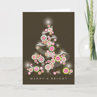 Pink Mod Circles Glasst Abstrakten Weihnachtsbaum Feiertagskarte