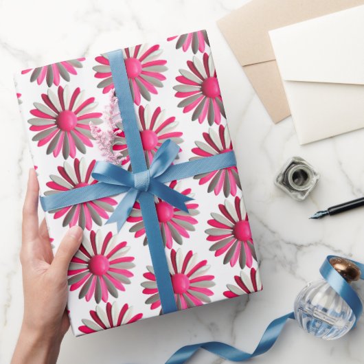 Pink MOD Daisy Blume Frühjahr Sommergarten Hochzei Geschenkpapier (Schenken)