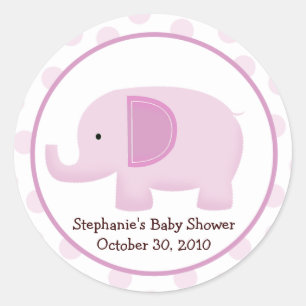 Pink Mod Elephant Baby Dusche Gefallen Sticker
