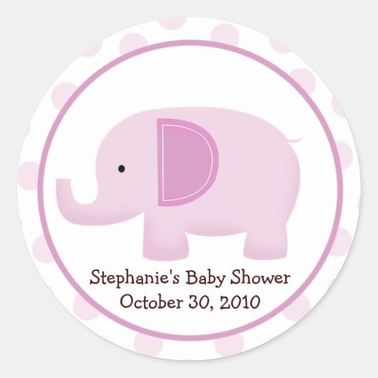 Pink Mod Elephant Baby Dusche Gefallen Sticker (Vorderseite)