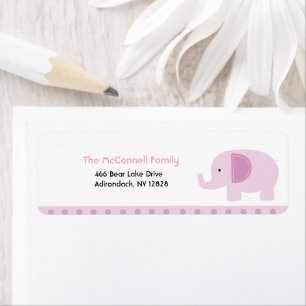 Pink Mod Elephant PRINTABLE ADRESSE ETIKETTEN