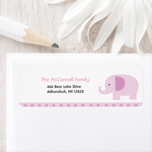 Pink Mod Elephant PRINTABLE ADRESSE ETIKETTEN (Insitu)
