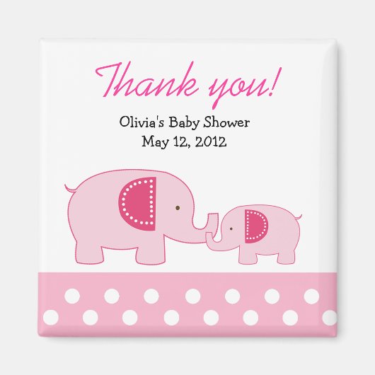 Pink Mod Elephants Trendy Dschungel Favor Magnet (Vorne)