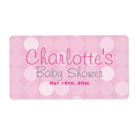 Pink Mod Polka Dot Baby Dusche Wasserflaschen Labe