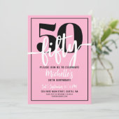 Pink Modern 50. Geburtstagsparty Einladung (Stehend Vorderseite)