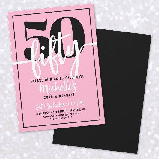 Pink Modern 50. Geburtstagsparty Einladung
