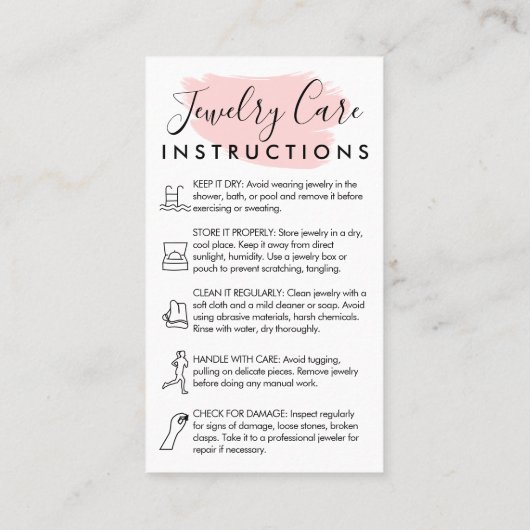 Pink Modern 5 Juwelierpflege Visitenkarte (Rückseite)