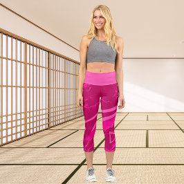 Pink Modern Abstract Sports Pattern Capri Leggings