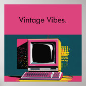 Pink Modern Art Vintag Computer Poster (Vorne)