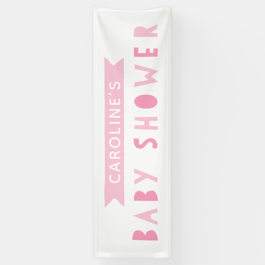 Pink Modern Baby Dusche Banner (Vertikal)