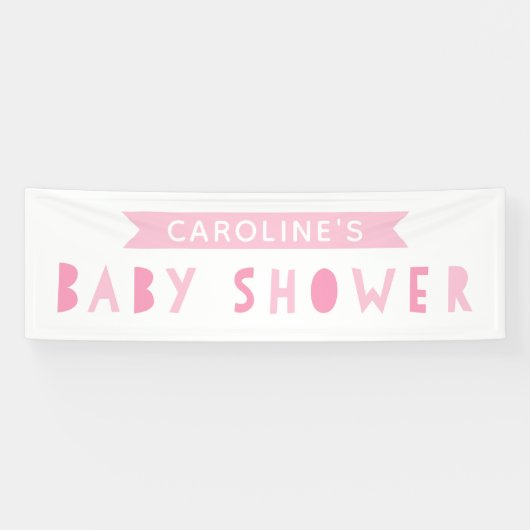 Pink Modern Baby Dusche Banner (Horizontal)