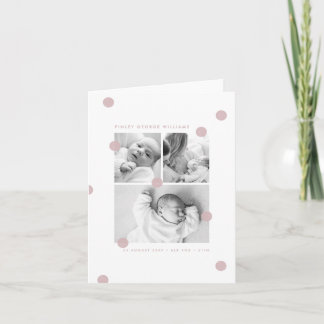Pink Modern Baby Photo Collage Birth Announcement  Ankündigung