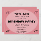 Pink Modern Birthday Einladung (Vorne/Hinten)