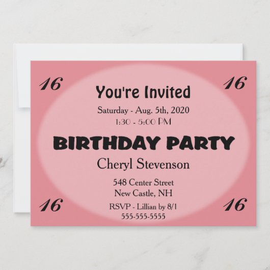 Pink Modern Birthday Einladung (Vorderseite)