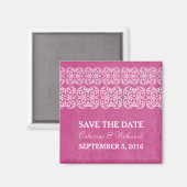 Pink Modern Bohemisch Save the Date Magnet (Vorderseite/Rückseite)