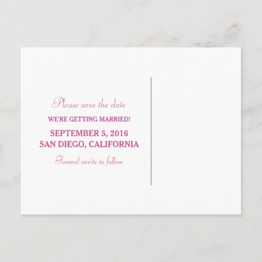 Pink Modern Bohemisch Save the Date Postkarte (Rückseite)