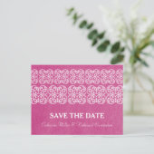 Pink Modern Bohemisch Save the Date Postkarte (Stehend Vorderseite)