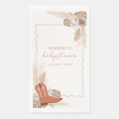 Pink Modern Boho Cowgirl Boots Pampas Baby Dusche Serviette (Vorderseite)